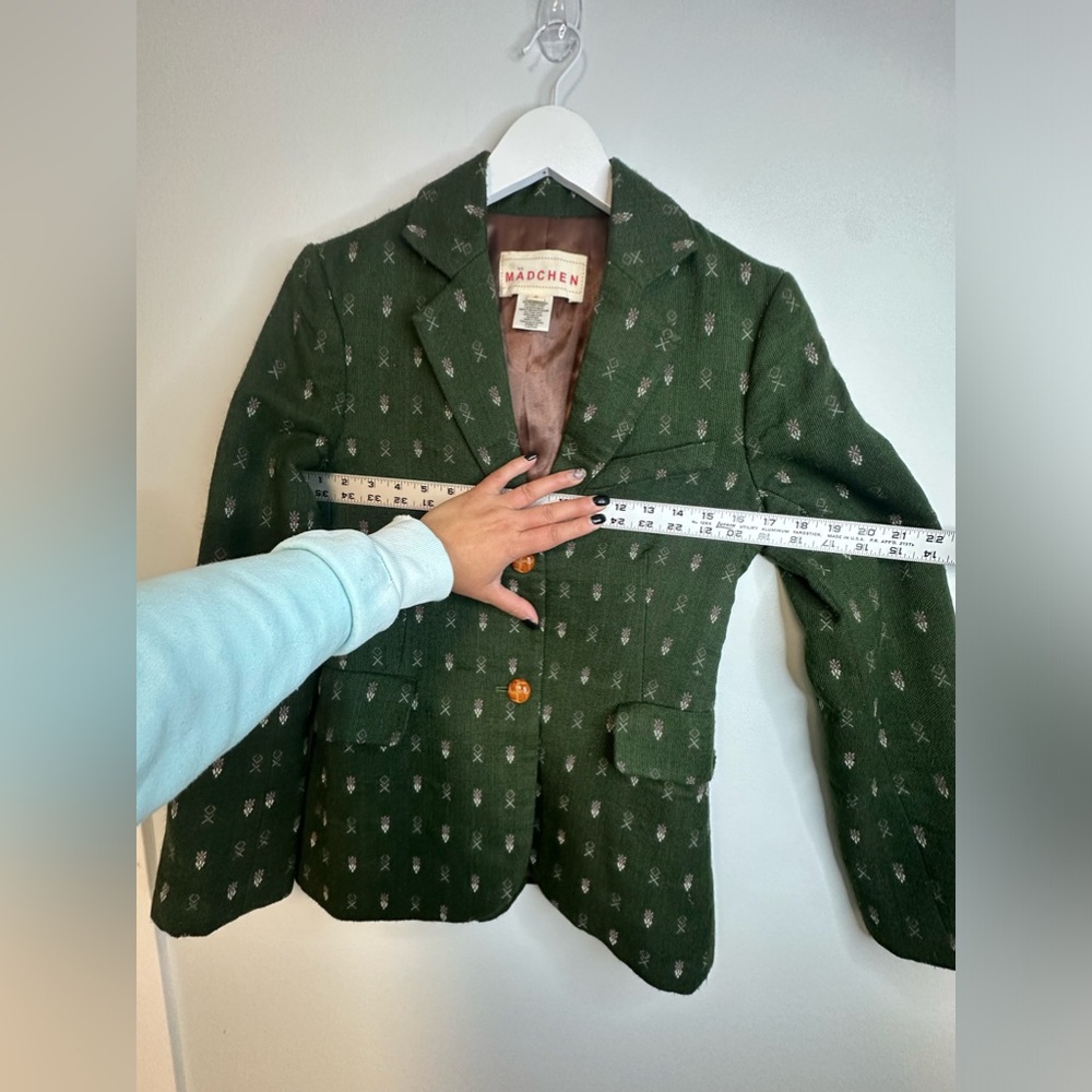 Anthropologie Madchen Wool Blend Forest Green Blazer Jacket Size Small - Picture 13 of 17